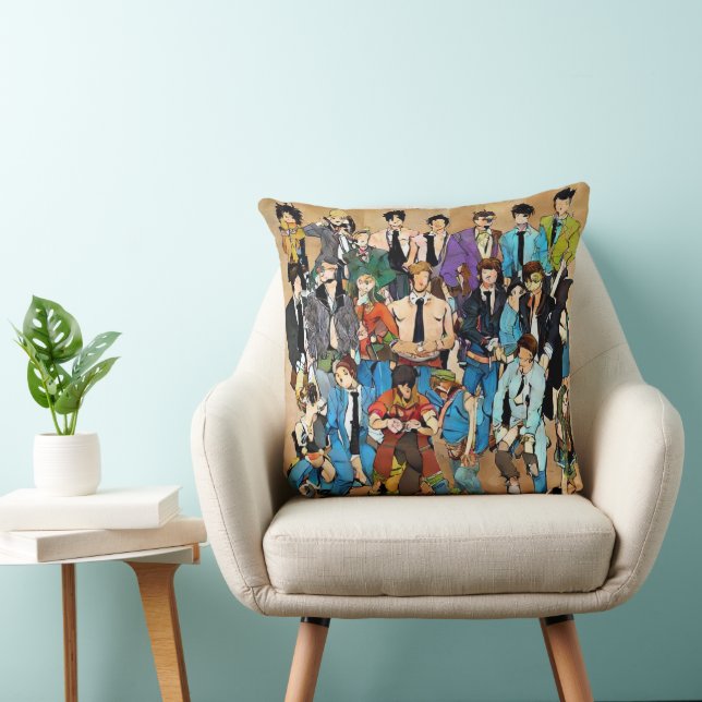 Decorative image of people. cushion (Chair)