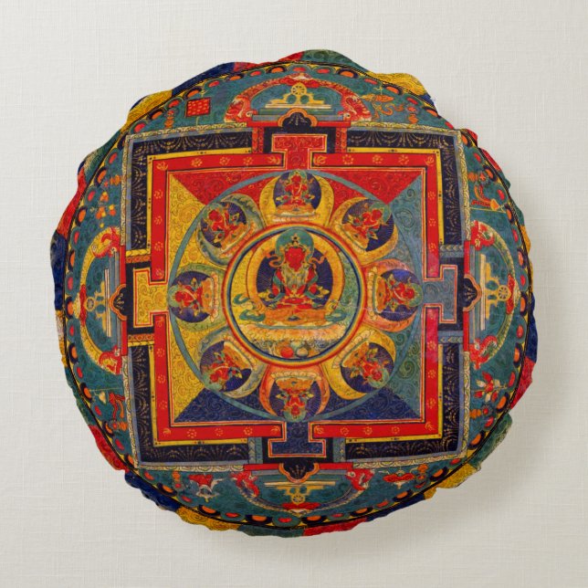 Decorative Indie Art Mandala Round Cushion (Back)