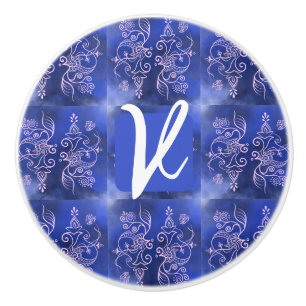 Decorative Initial Ceramic pull blue/purple