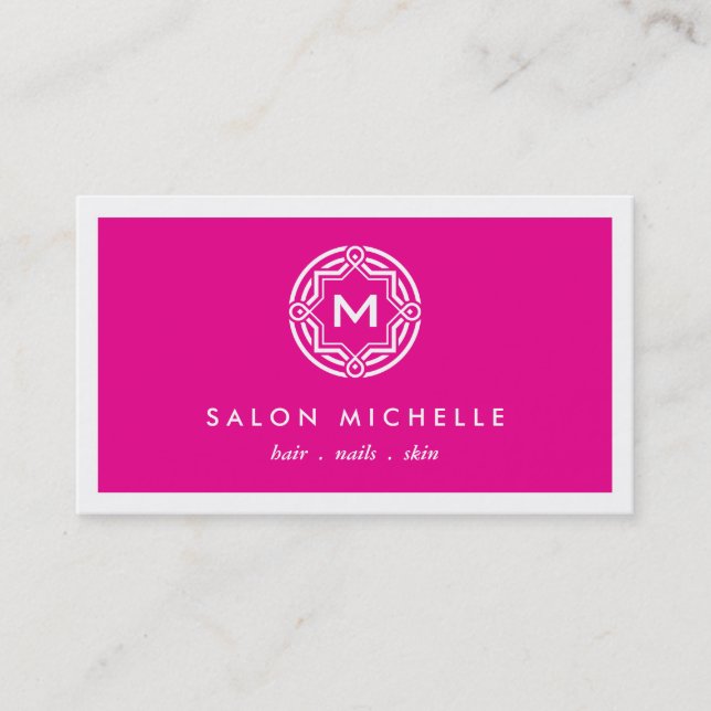 DECORATIVE INITIAL LOGO on MAGENTA Business Card (Front)