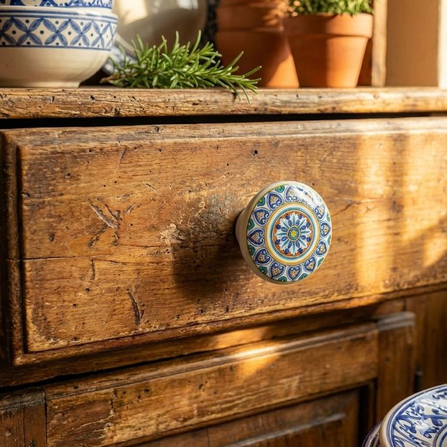 Decorative Italian Antico Deruta Elegance Ceramic Knob (Bring authentic Italian craftsmanship into your home with this ceramic cabinet knob)