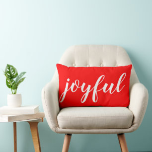 Decorative Joyful Holiday modern script Christmas  Lumbar Cushion