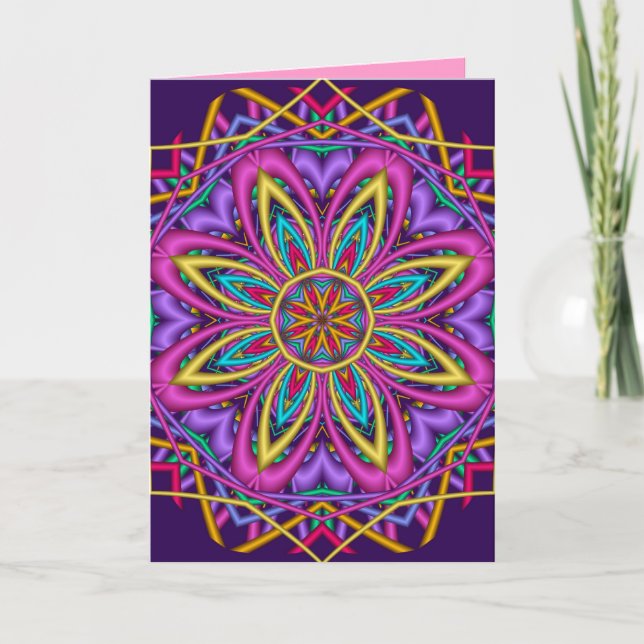 Decorative Kaleidoscope Happy Birthday card (Front)