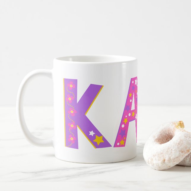 Decorative Kate flowers and star mug (With Donut)