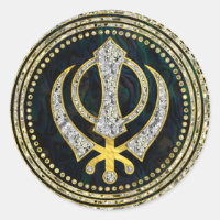 Decorative Khanda symbol with gemstones & gold