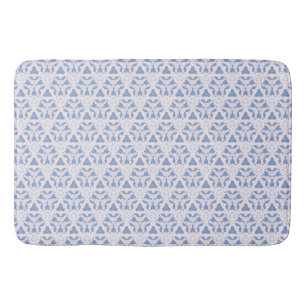 Decorative Lace Triangles Blue White Bath Mat