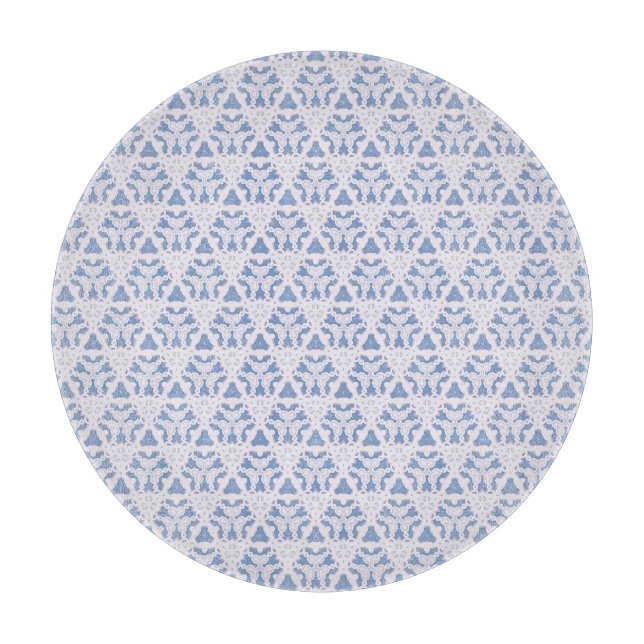 Decorative Lace Triangles Blue White Cutting Board (Front)