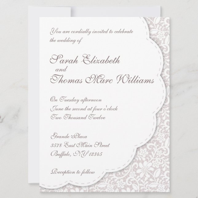 Decorative Lace Wedding Invitation (Front)