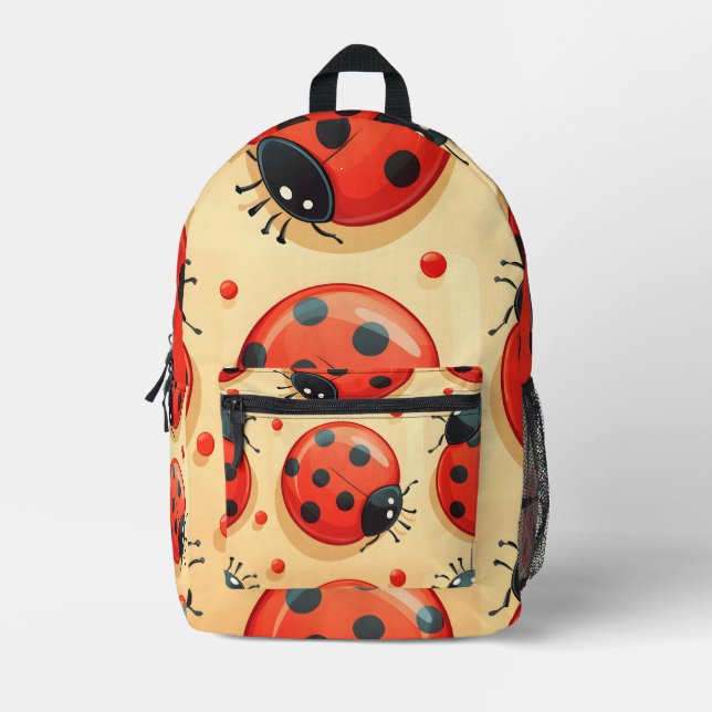 Decorative ladybug pattern  printed backpack (Front)