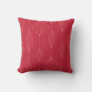 Decorative Lanterns Pattern on Dark Red Cushion