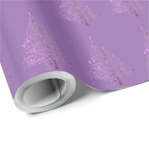 Decorative Lavender Purple Christmas Tree Pattern Wrapping Paper