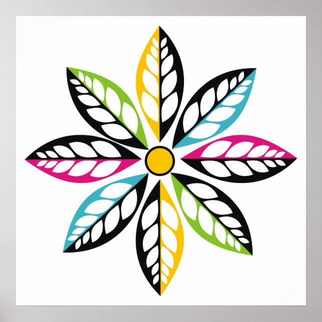 Decorative Leaves-Flower modern, abstract Poster (Front)