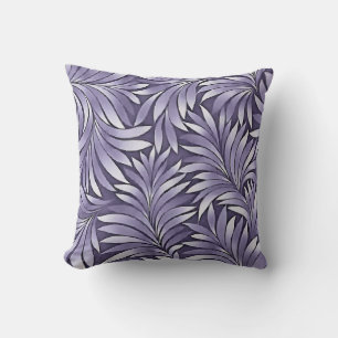 Decorative Leaves in Amethyst and White Cushion