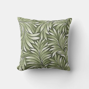 Decorative Leaves In Silvery Green Shades Cushion