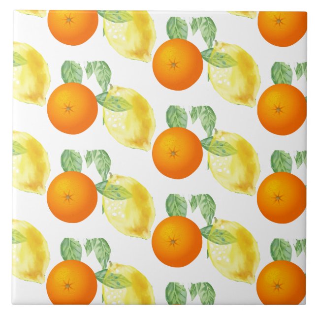 Decorative Lemon Orange Citrus Ceramic Tile (Front)