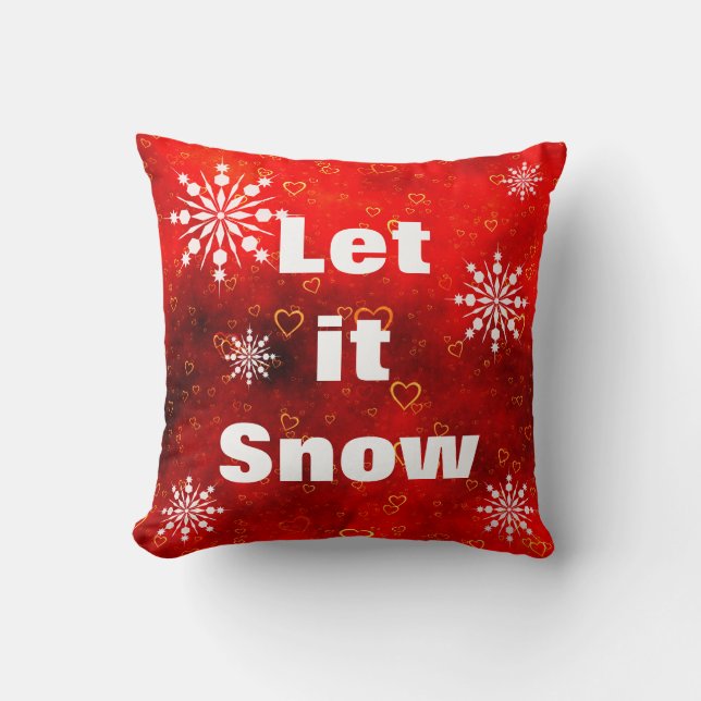 Decorative Let it Snow Crystal Snowflake Christmas Cushion (Front)