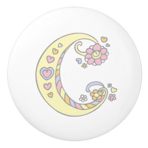 Decorative letter C monogrammed handle knob