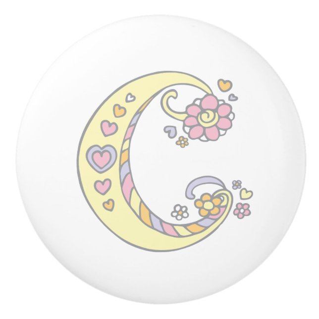 Decorative letter C monogrammed handle knob (Front)