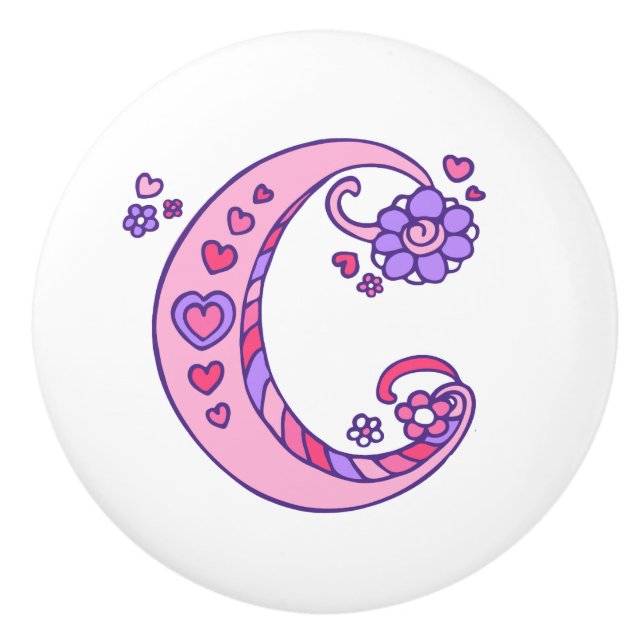 Decorative letter C monogrammed handle knob (Front)