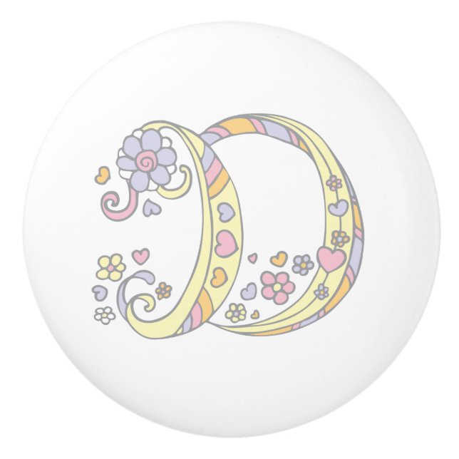 Decorative letter D monogram handle pull knob (Front)