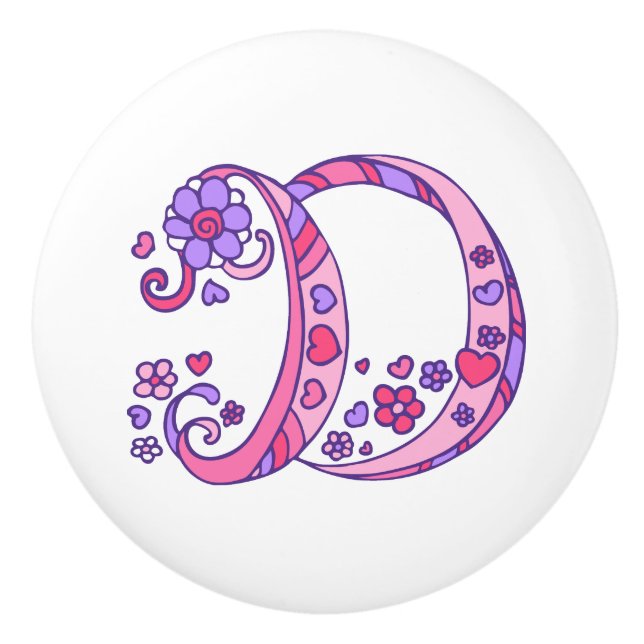 Decorative letter D monogrammed handle knob (Front)