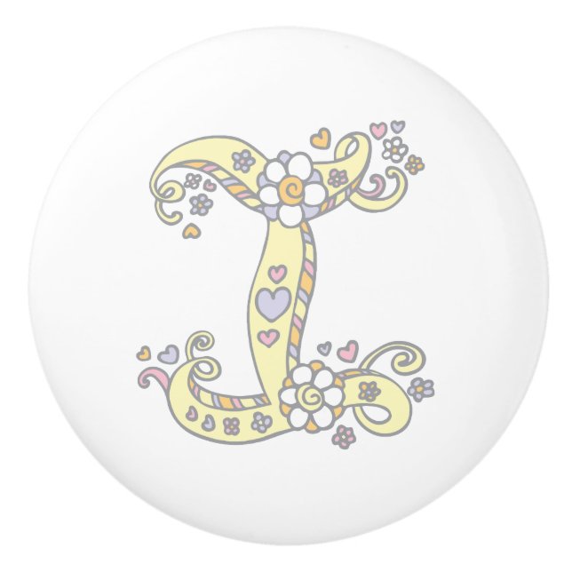 Decorative letter I monogram handle pull knob (Front)