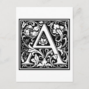 Decorative Letter Initial “A” Postcard