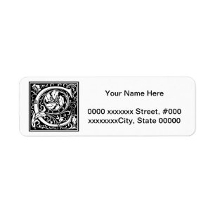 Decorative Letter Initial “C” Return Address Label