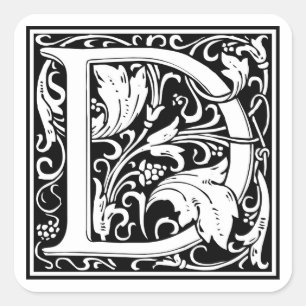 Decorative Letter Initial “D” Square Sticker