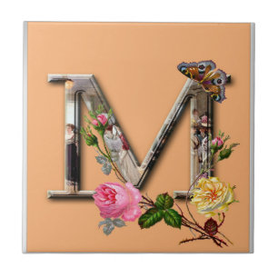 Decorative Letter Initial “M” Ceramic Tile