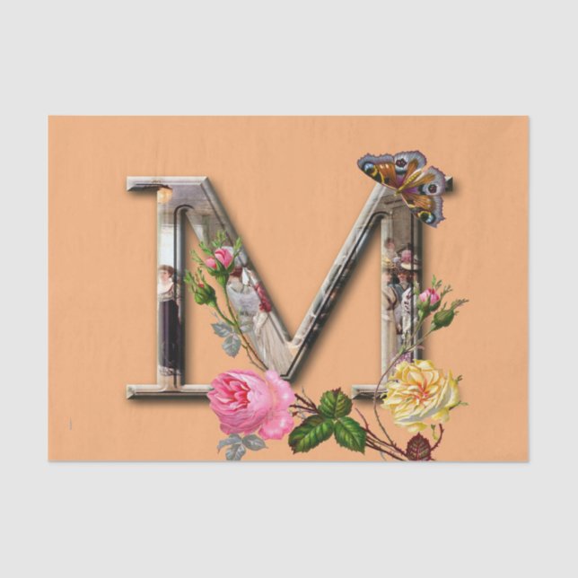 Decorative Letter Initial “M” Tissue Paper (Front)
