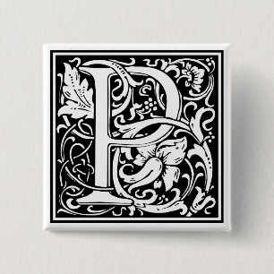 Decorative Letter Initial “P” 15 Cm Square Badge