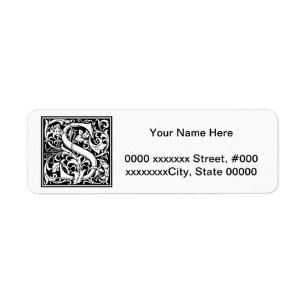 Decorative Letter Initial “S” Return Address Label