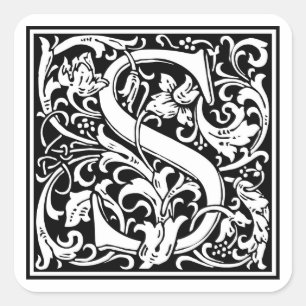 Decorative Letter Initial “S” Square Sticker