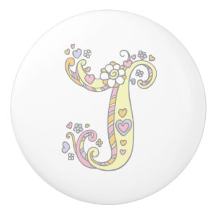 Decorative letter J monogram handle pull knob