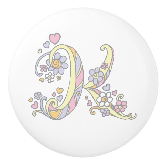 Decorative letter K monogrammed handle knob (Front)