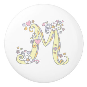Decorative letter M monogrammed handle knob