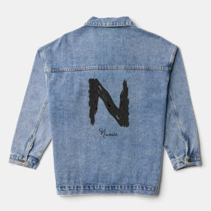 Decorative Letter N with Insignia Monogram Denim Jacket