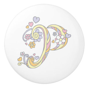 Decorative letter P monogram handle knob