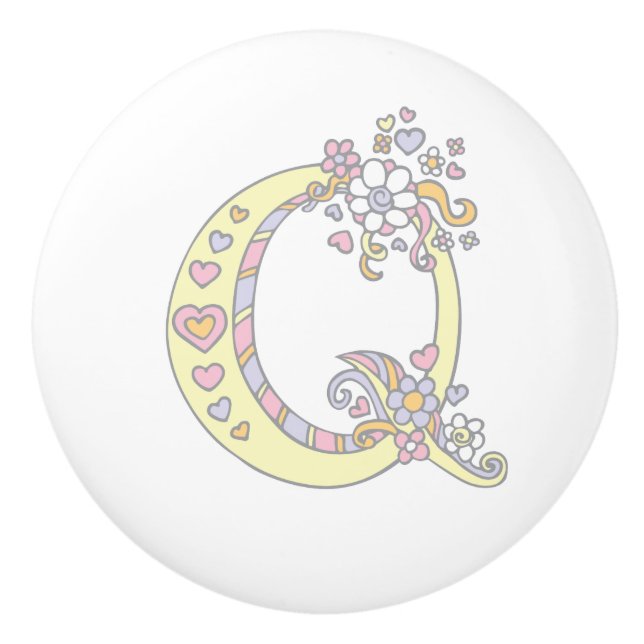 Decorative letter Q monogram handle pull knob (Front)