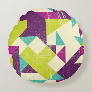 Decorative Letters: Hand-Drawn Pattern Round Cushion