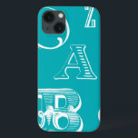 Decorative Letters on Blue Background iPhone 13 Case<br><div class="desc">A veritable alphabet soup awaits you when you purchase this print of decorative letters on a blue background. A Vision Studio creation,  this would be a great addition to a kid's room or their playroom. Order a print today!</div>