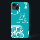 Decorative Letters on Blue Background iPhone 13 Case<br><div class="desc">A veritable alphabet soup awaits you when you purchase this print of decorative letters on a blue background. A Vision Studio creation,  this would be a great addition to a kid's room or their playroom. Order a print today!</div>
