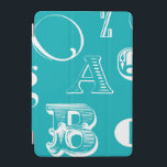 Decorative Letters on Blue Background iPad Mini Cover<br><div class="desc">A veritable alphabet soup awaits you when you purchase this print of decorative letters on a blue background. A Vision Studio creation,  this would be a great addition to a kid's room or their playroom. Order a print today!</div>