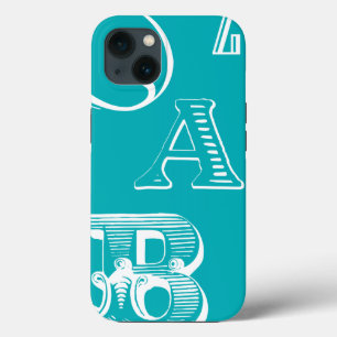 Decorative Letters on Blue Background iPhone Case