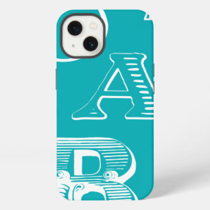 Decorative Letters on Blue Background iPhone Case