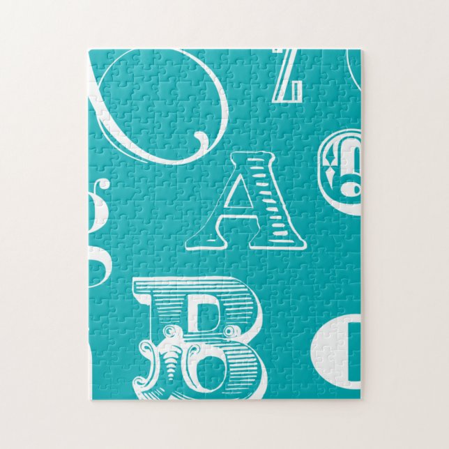 Decorative Letters on Blue Background Jigsaw Puzzle (Vertical)