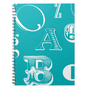 Decorative Letters on Blue Background Notebook