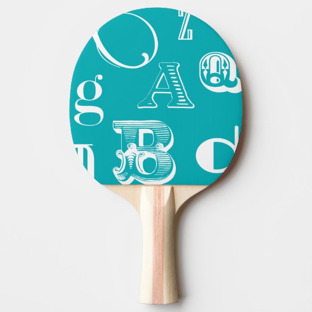 Decorative Letters on Blue Background Ping Pong Paddle (Front)