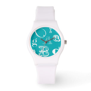 Decorative Letters on Blue Background Watch